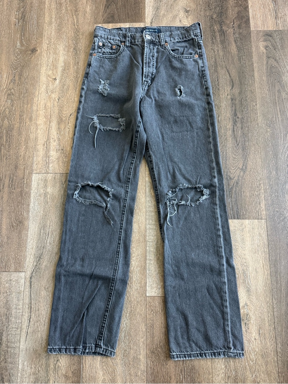 Aeropostale 90’s Baggy Black Distressed Straight Jeans Women’s Size 2